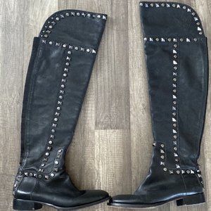 TORY BURCH Over The Knee Leather Studded Boots--  7.5